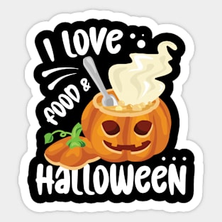 I Love Food And Halloween Sticker